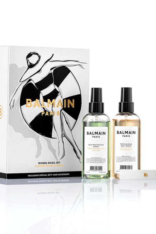 BALMAIN HAIR Soleil rinkinys purškiklis nuo saulės + tekstūruojantis druskos purškiklis + papuošalas